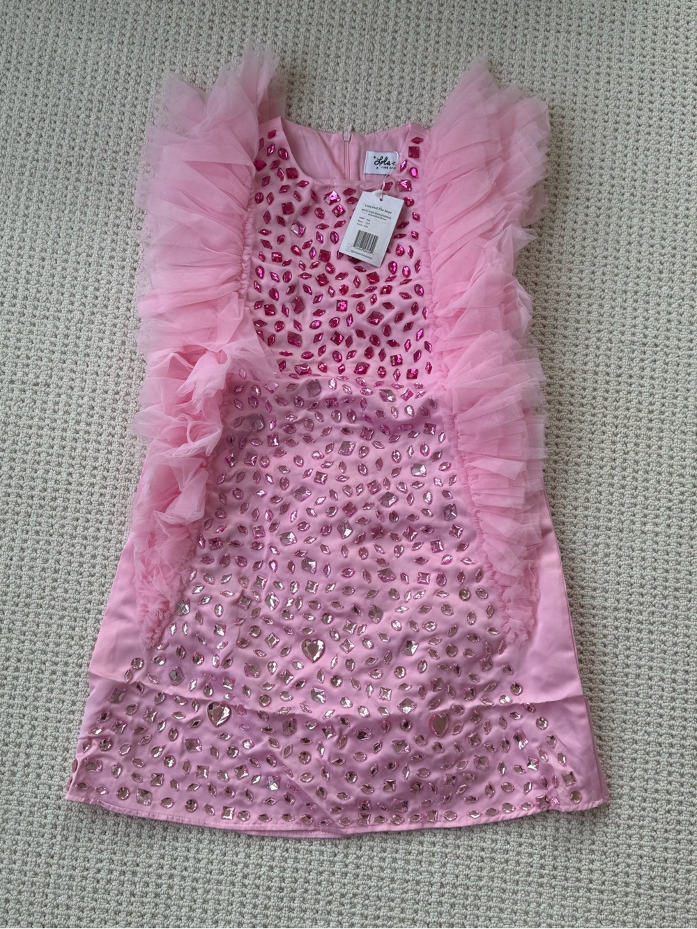 Lola + The Boys Pink Ruffle Tulle Sequin Dress